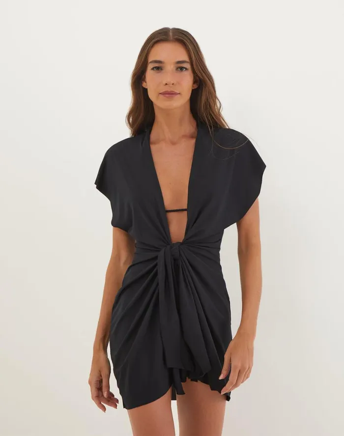 Cover Ups Women ViX Paula Hermanny Sasha Short Cover Up 8211 Black