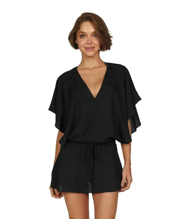 Cover Ups Women ViX Paula Hermanny Vintage Pleats Tunic 8211 Black