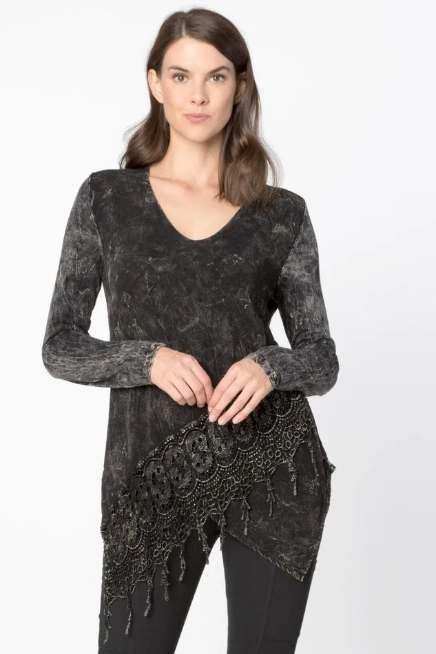 Dafne Top Distress Wash Black Clothing XCVI ShirtsBlouses
