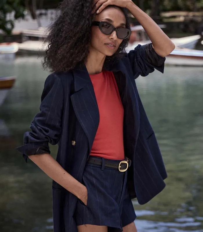 DANTON BLAZER Navy Pinstripe Shop DEN Jackets and Coats