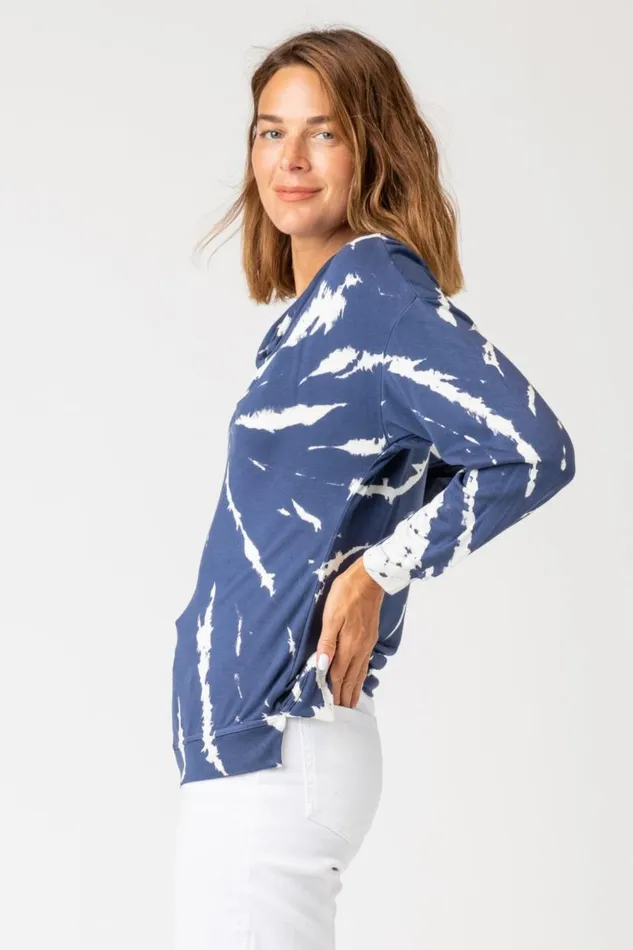 Dayo Cowl Neck Top Radial Wash Naval Clothing XCVI Sweatshirts