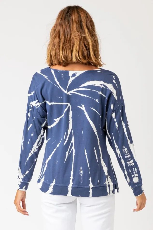 Dayo Cowl Neck Top Radial Wash Naval Clothing XCVI Sweatshirts