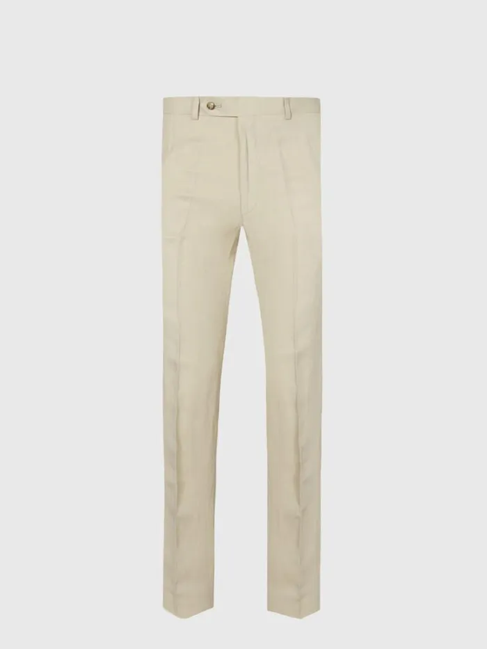 Dress Pants Mens Paul Stuart LinenSilk Plain Front Dress Trouser Stone