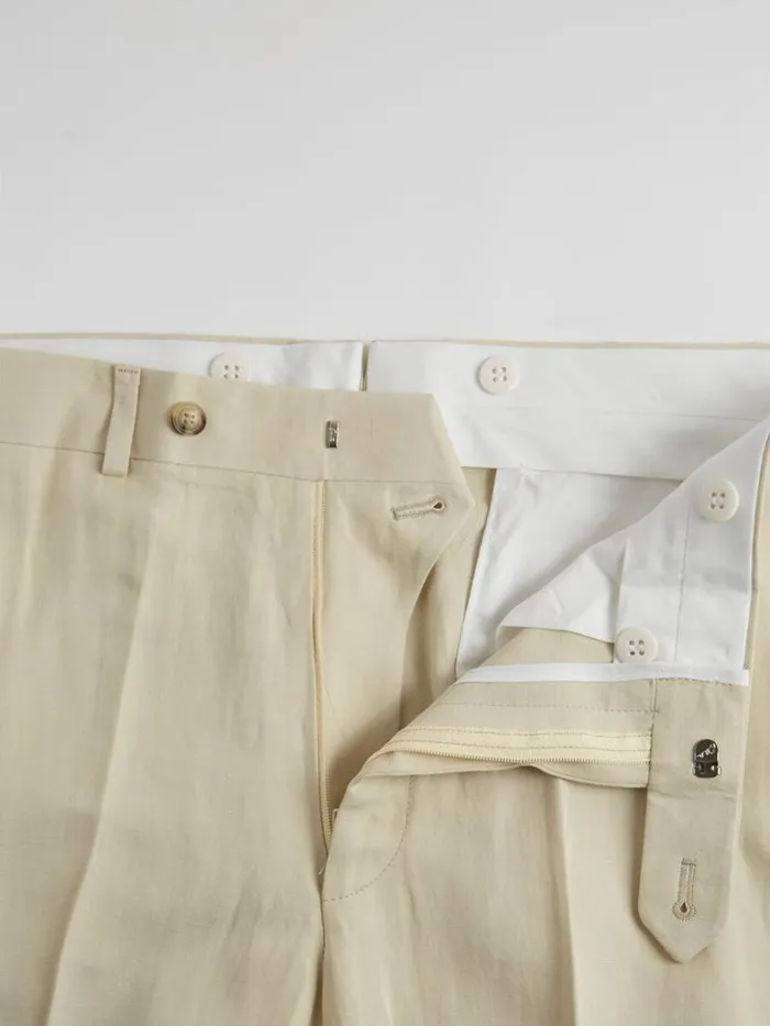Dress Pants Mens Paul Stuart LinenSilk Plain Front Dress Trouser Stone