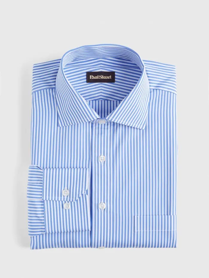 Dress Shirts Mens Paul Stuart Blue And White Bengal Stripe Dress Shirt Blue