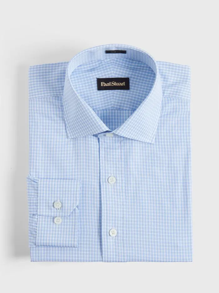 Dress Shirts Mens Paul Stuart Check Slim Fit Dress Shirt Light Blue