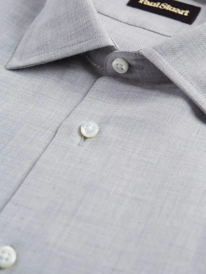 Dress Shirts Mens Paul Stuart Cotton And Cashmere Solid Dress Shirt Grey