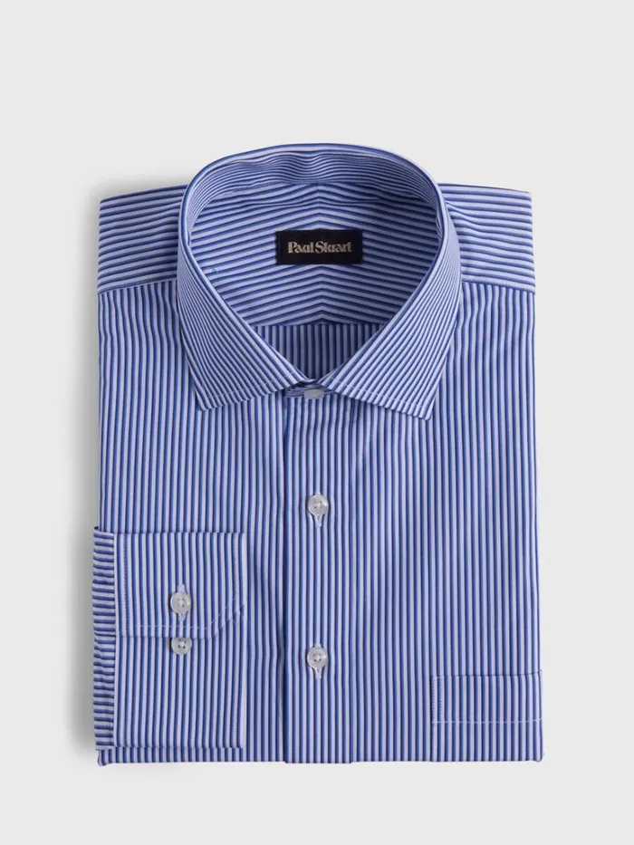 Dress Shirts Mens Paul Stuart Fine Line Cotton Dress Shirt Blue