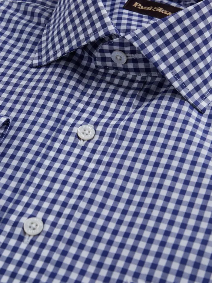 Dress Shirts Mens Paul Stuart Gingham Check Cotton Dress Shirt Navy