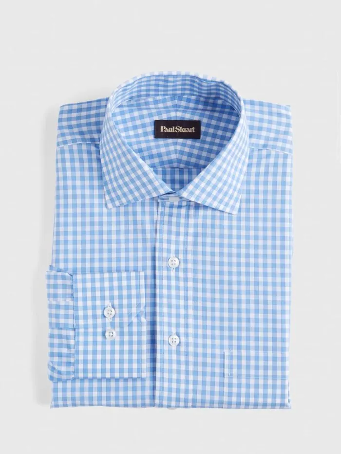 Dress Shirts Mens Paul Stuart Gingham Check Dress Shirt Blue