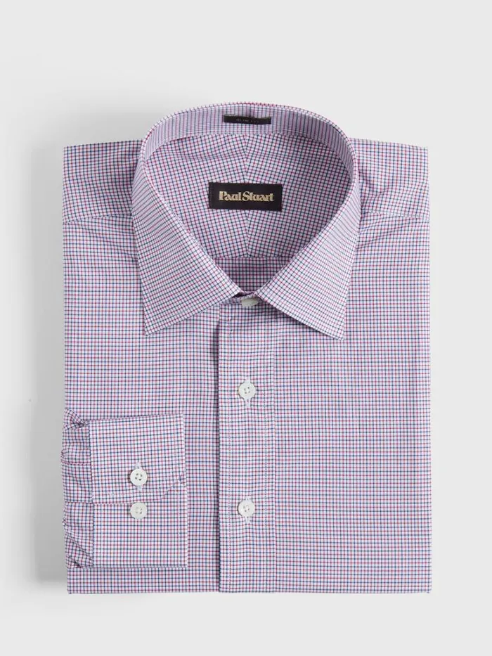 Dress Shirts Mens Paul Stuart Micro Check Slim Fit Dress Shirt Red