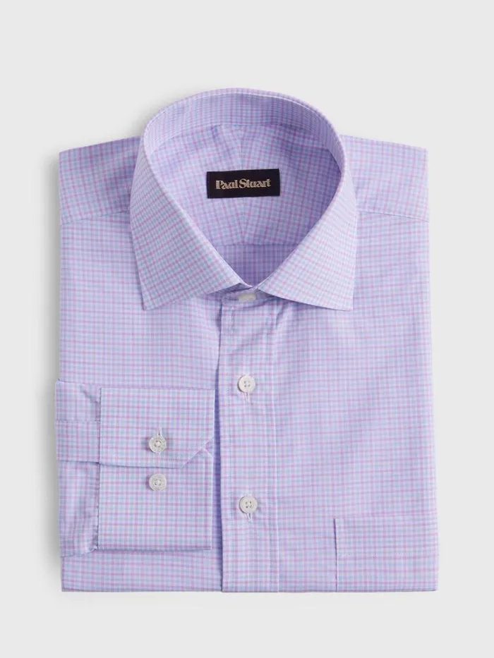 Dress Shirts Mens Paul Stuart Small Check Cotton Dress Shirt Pink