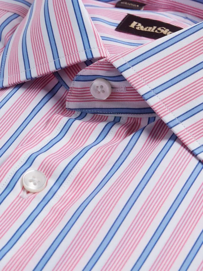 Dress Shirts Mens Paul Stuart Variegated Stripe Cotton Dress Shirt Pink