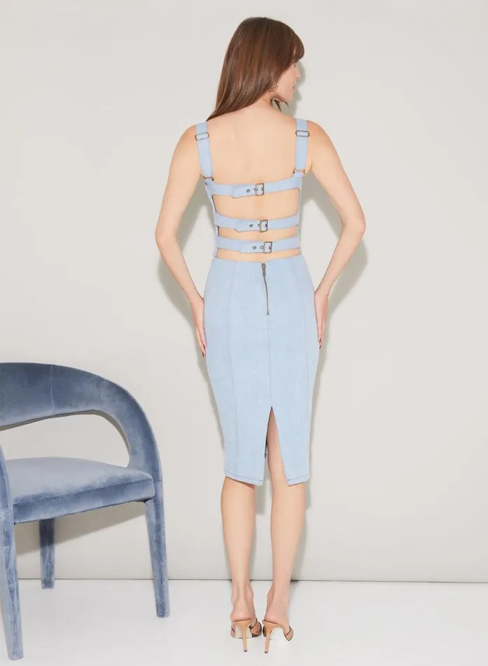 Dresses Clothing Fleur Du Mal Denim Lace Up Dress Light Wash Denim