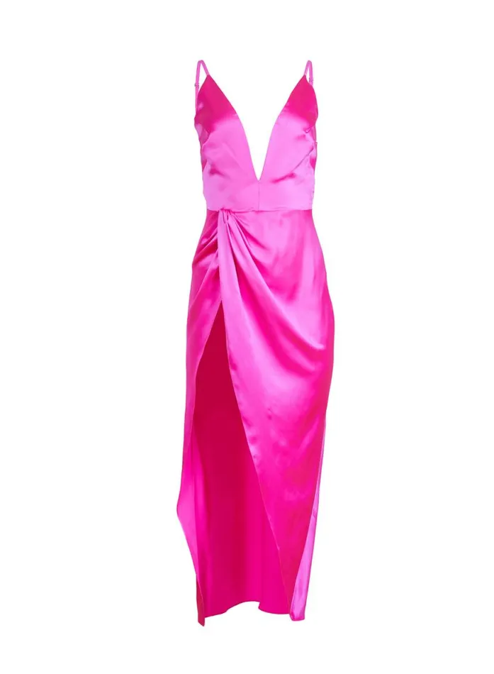 Dresses Clothing Fleur Du Mal High Leg V Plunge Dress Wild Pink