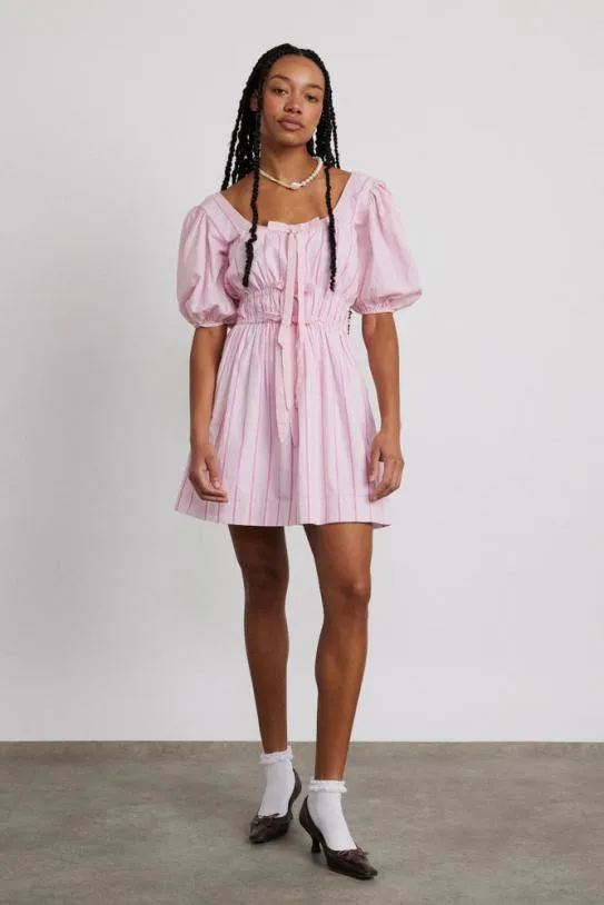 Dresses Women Damson Madder Amelie Mini Dress 8211 Pink Stripe