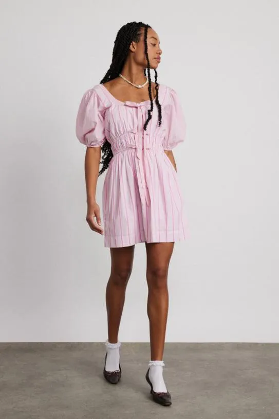 Dresses Women Damson Madder Amelie Mini Dress 8211 Pink Stripe