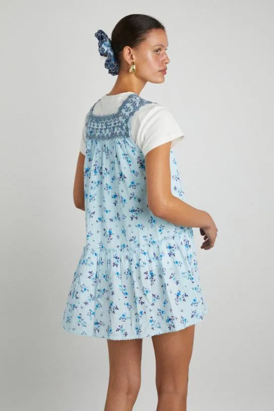 Dresses Women Damson Madder Bliss Mini Dress 8211 Vintage Blue Floral