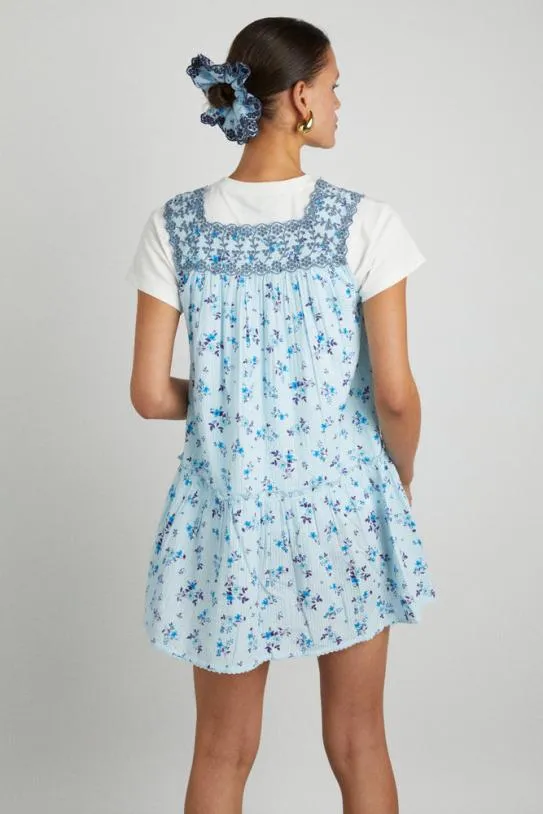 Dresses Women Damson Madder Bliss Mini Dress 8211 Vintage Blue Floral
