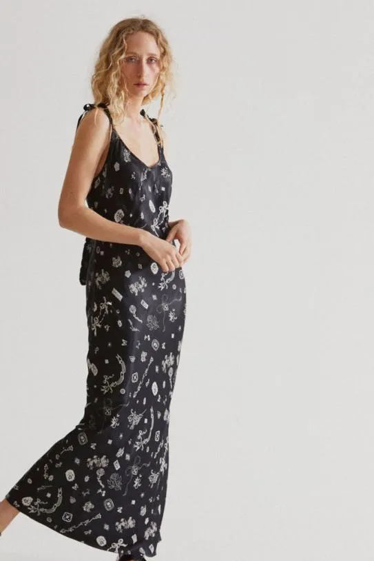 Dresses Women Damson Madder Cleo Slip Dress Symbol Print