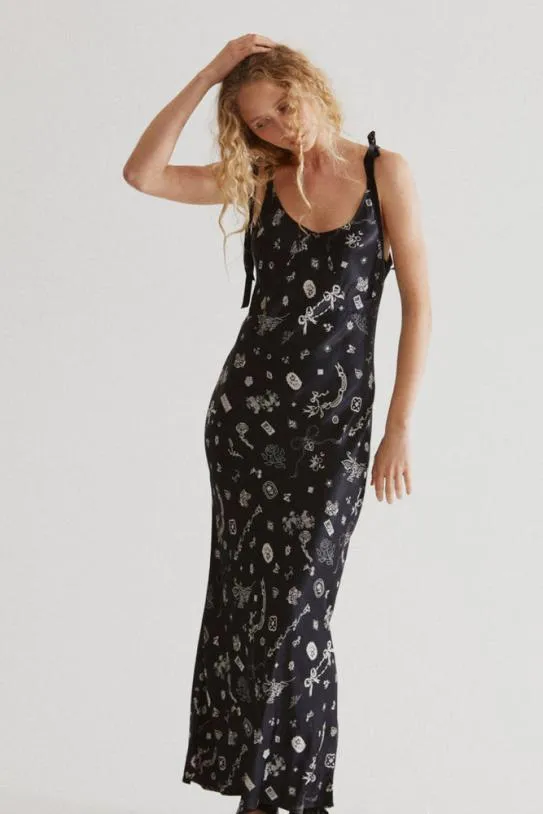 Dresses Women Damson Madder Cleo Slip Dress Symbol Print