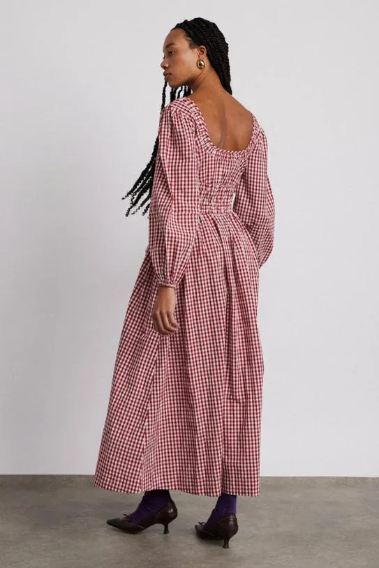 Dresses Women Damson Madder Dakota Bow Midi Dress 8211 Red Gingham