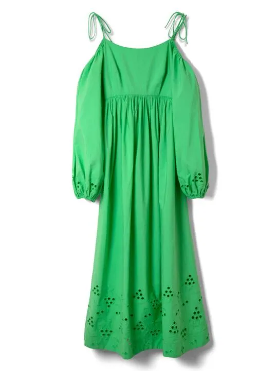 Dresses Women Damson Madder Edwina Green Broderie Bardot Midi Dress