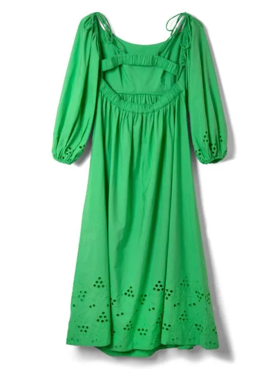 Dresses Women Damson Madder Edwina Green Broderie Bardot Midi Dress