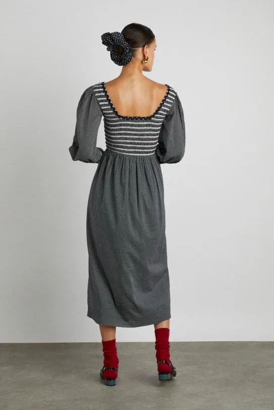 Dresses Women Damson Madder Hermione Shirred Midi Dress 8211 Pin Dot