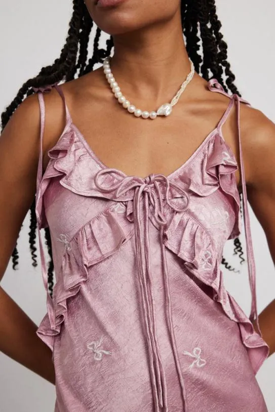 Dresses Women Damson Madder Kiki Embroidered Dress 8211 Pink Bow