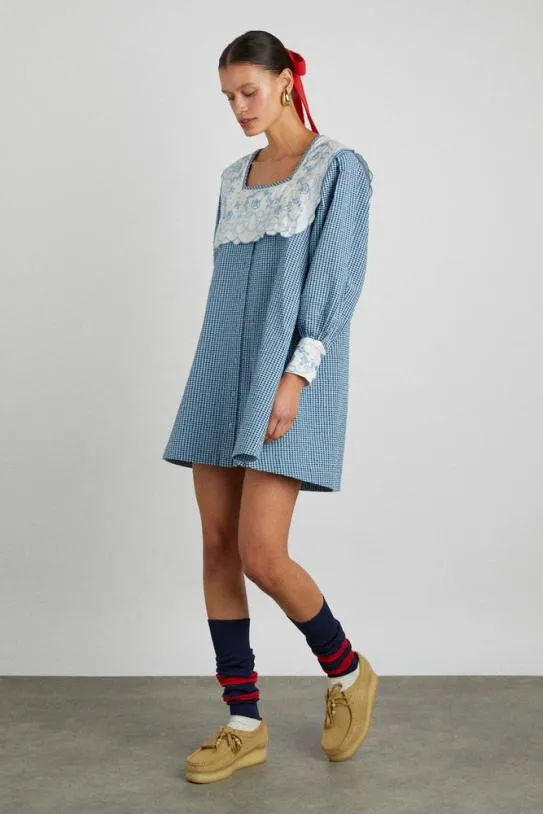 Dresses Women Damson Madder Mala Mini 8211 Blue Gingham