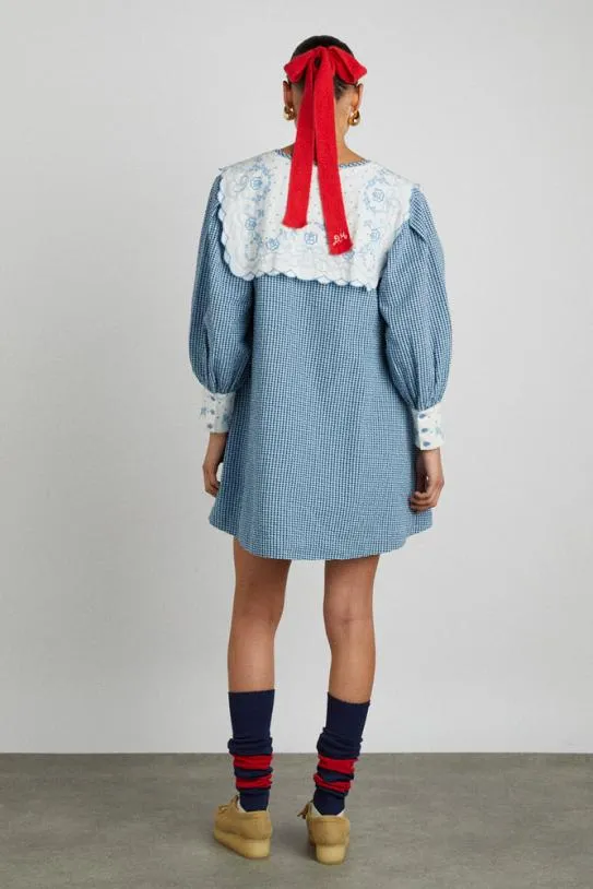 Dresses Women Damson Madder Mala Mini 8211 Blue Gingham