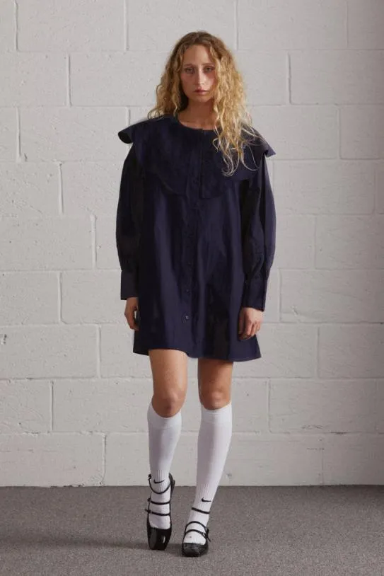 Dresses Women Damson Madder Mimi Mini Dress 8211 Navy Broderie