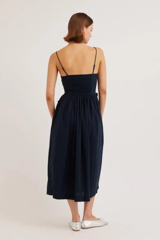 Dresses Women Damson Madder Penelope Apron Dress 8211 Navy