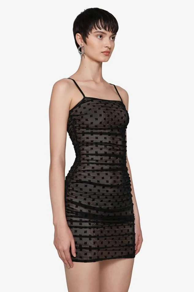 Dresses Women MISBHV Mesh Monogram Draped Mini Dress Black