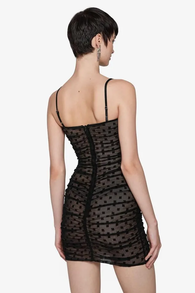 Dresses Women MISBHV Mesh Monogram Draped Mini Dress Black