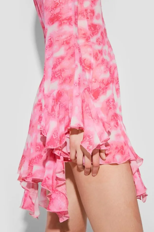 Dresses Women MISBHV Recycled Viscose Chiffon Lace Mini Dress Pink