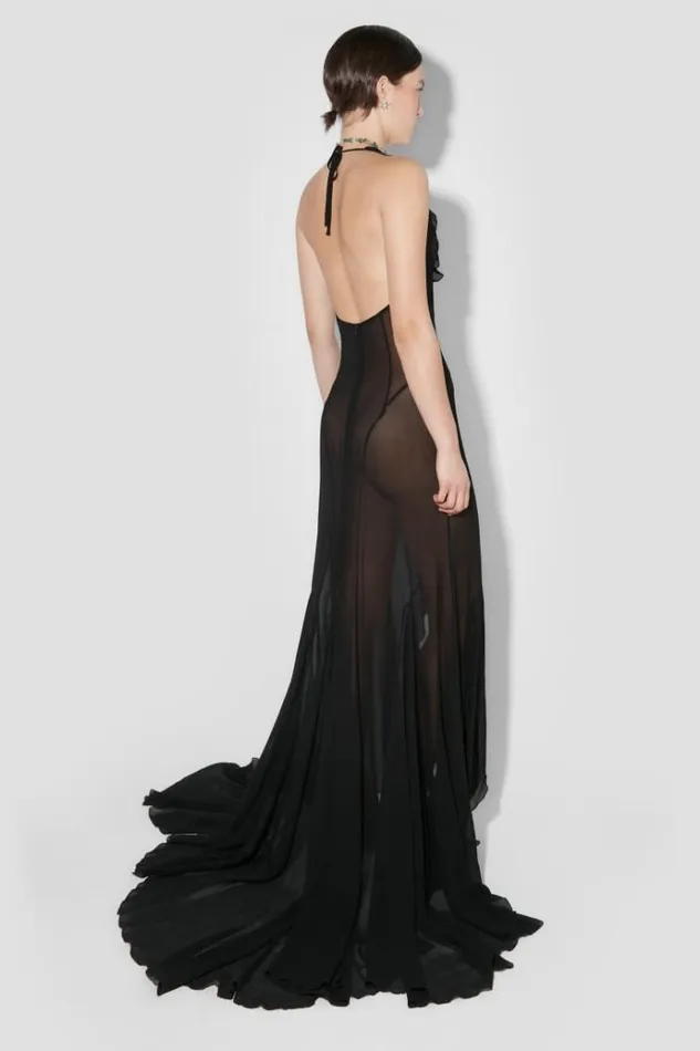 Dresses Women MISBHV Recycled Viscose Chiffon Maxi Dress Black