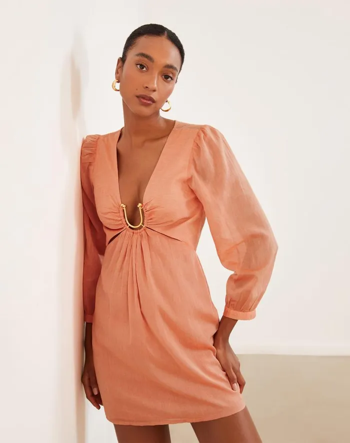 Dresses Women ViX Paula Hermanny Amelia Detail Short Dress 8211 Grapefruit