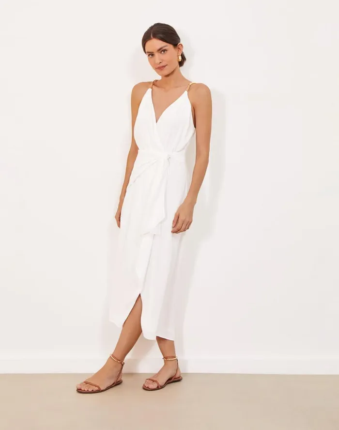 Dresses Women ViX Paula Hermanny Carly Detail Midi Dress 8211 Off White
