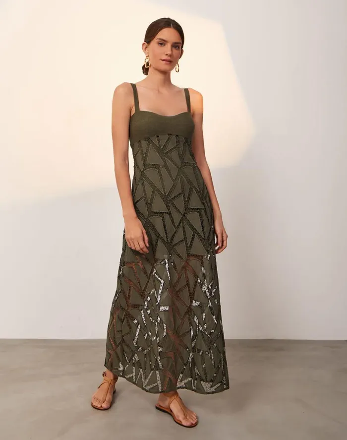 Dresses Women ViX Paula Hermanny Eleni Long Dress 8211 Evergreen