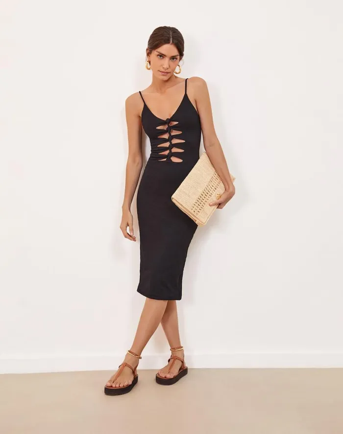 Dresses Women ViX Paula Hermanny Firenze Seraphine Midi Dress 8211 Black