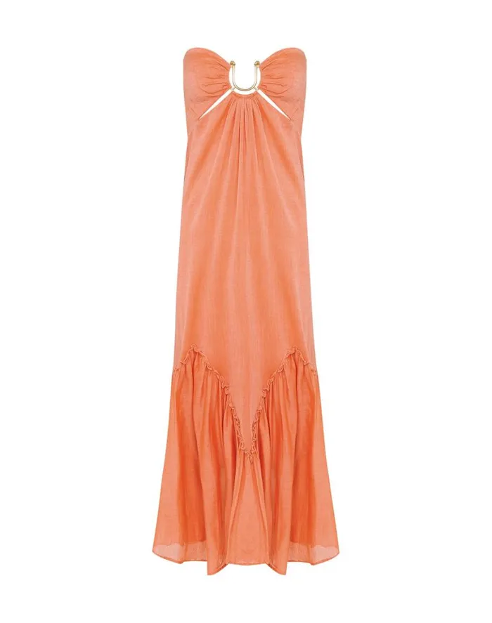 Dresses Women ViX Paula Hermanny Harper Detail Long Dress 8211 Grapefruit