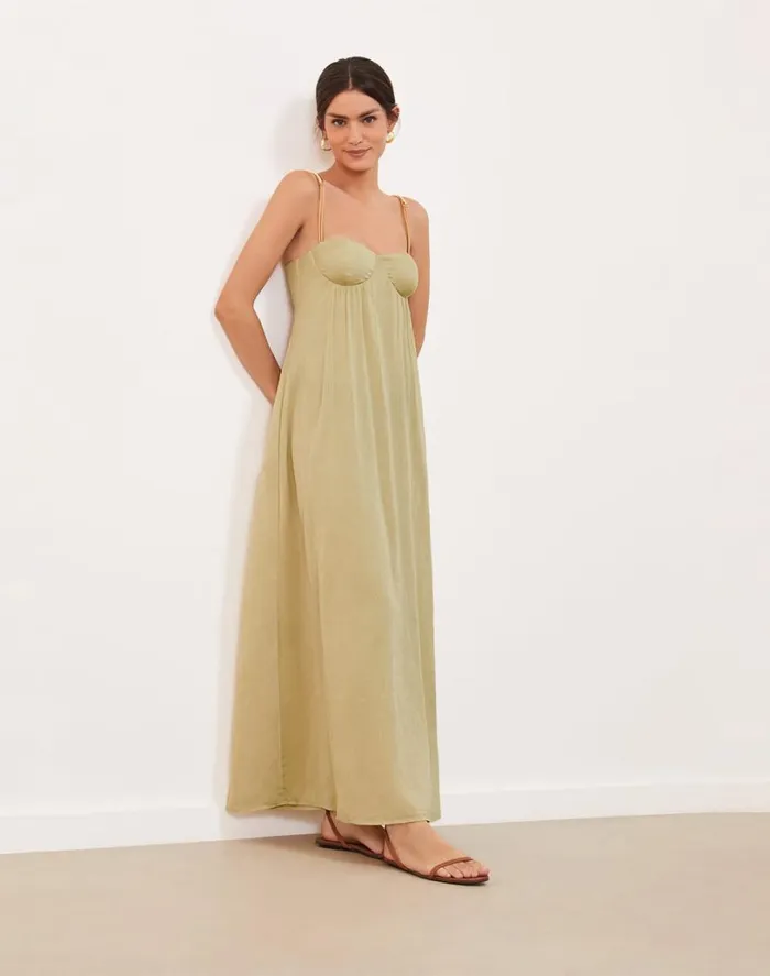 Dresses Women ViX Paula Hermanny Leona Detail Long Dress 8211 Olivine