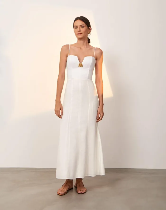 Dresses Women ViX Paula Hermanny Lilith Detail Long Dress 8211 Off White