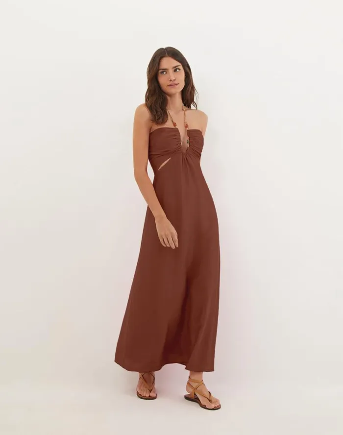 Dresses Women ViX Paula Hermanny Melina Detail Midi Dress 8211 Nutshell