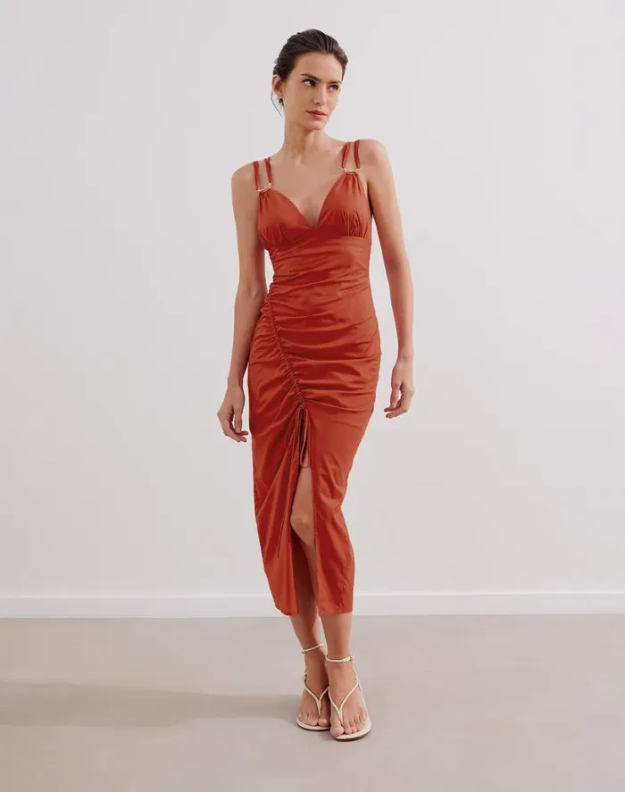 Dresses Women ViX Paula Hermanny Misa Detail Midi Dress 8211 Brick