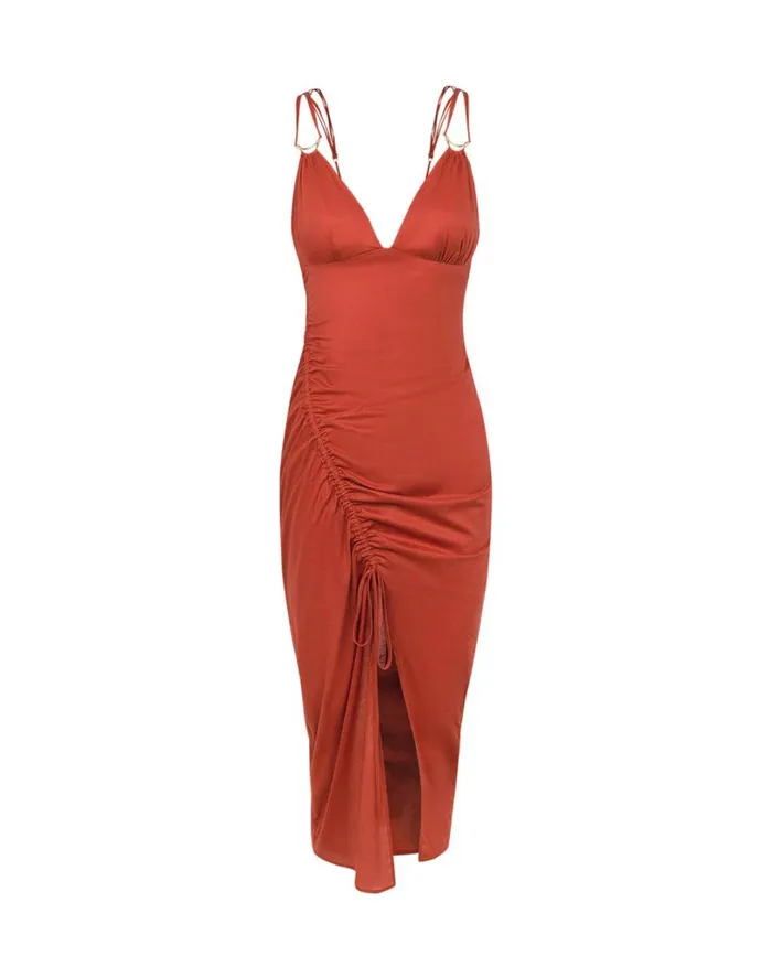 Dresses Women ViX Paula Hermanny Misa Detail Midi Dress 8211 Brick