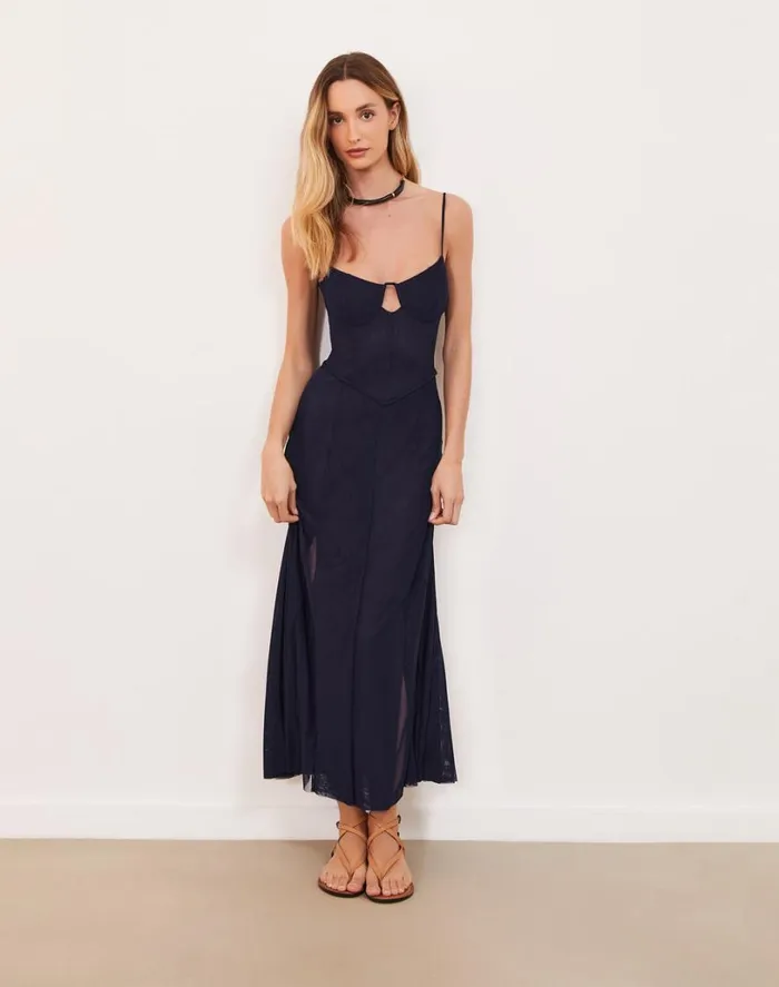 Dresses Women ViX Paula Hermanny Sheer Maya Long Dress 8211 Indigo