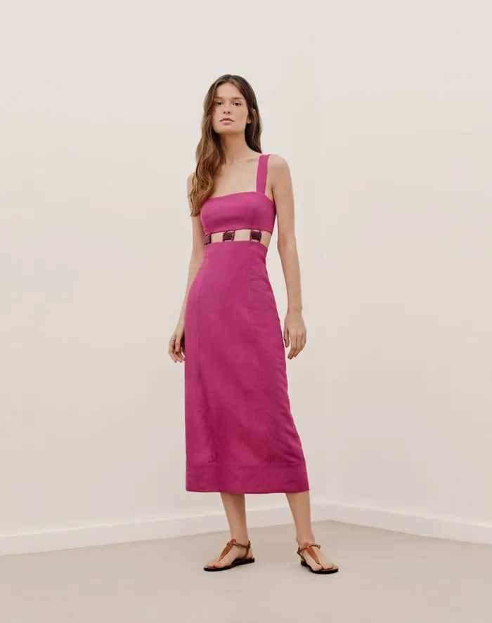 Dresses Women ViX Paula Hermanny Tuane Midi Dress 8211 Bubblegum